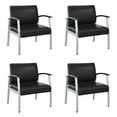 thumbnail image 1 of Pemberly Row Ensemble de 4 Chaises d'Appoint pour Salle d'Attente en Vinyle Noir, 1 of 10
