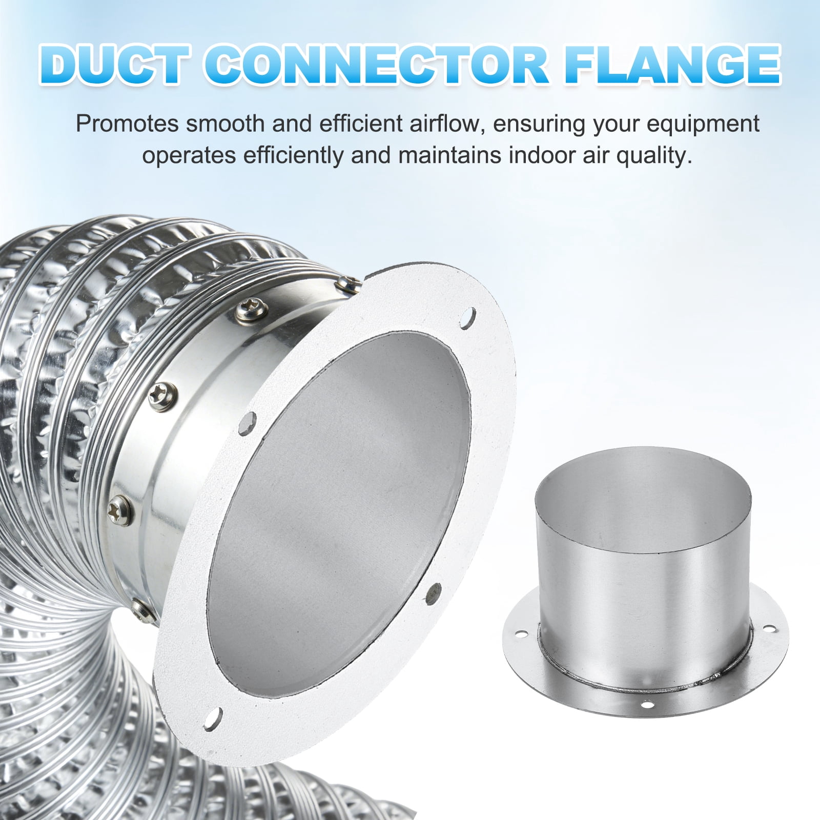 Uxcell Duct Connector Flange (5.2", Silver) -  Galvanised Steel Round Dust Collection Fittings Dryer Vent Exhaust Pipe Hose Flange, Fits Heating Cooling Ventilation HVAC System