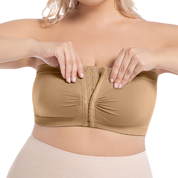 Versatile Front Closure Wireless Strapless Bandeau Bra For Women Everyday Comfort Seamless Support