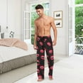 thumbnail image 3 of Men's Pajama Pants with Pockets Sleepwear Lounge Pants Stretch Casual Halloween Pattern with Red Vampire Lips, 3 of 7