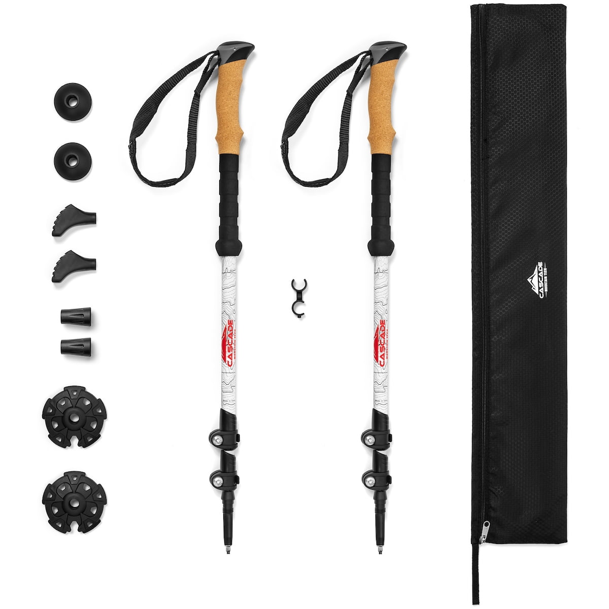 Cascade Mountain Tech Carbon Fiber Quick Lock Cork Grip Trekking Poles - Hiking Stick