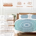thumbnail image 6 of 3 Piece Turquoise Boho Duvet Cover Set Twin Size,Microfiber Comforter/Quilt Cover with Corner Ties and 2 Pillowcases,Retro Ethnic Teal Geometric Aesthetic All Season Soft Bedding with Zipper Closure, 6 of 8