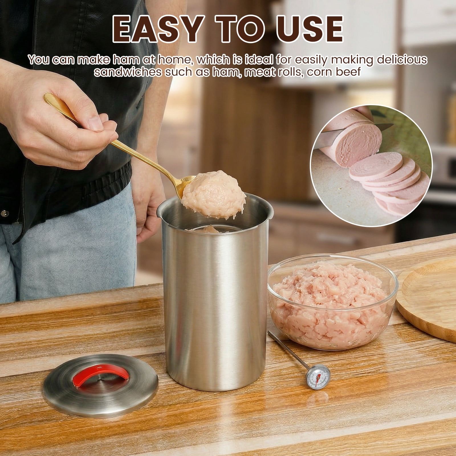 Deli Meat Press Mold Make Your Own Healthy Homemade Ham with This Stainless Steel Lunch Meat Press Our Ham Maker Includes Thermometer