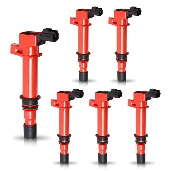 Set of 6 ISA Red Ignition Coil Compatible with Dodge Jeep Chrysler Dakota Durango Commander Grand Cherokee Liberty 2000 2001 2002 2003 2004 2005 2006 2007 2008 3.7 3.9 4.7 Replacement for UF270