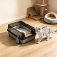 thumbnail image 5 of Blateno Semi Enclosed High Sides Cat Litter Box with Litter Scoop, Anti-Splash Detachable Plastic Kitten Toilet, Odor Control Filter Mat Large Capacity Litter Pan for Indoor Cats, 5 of 7