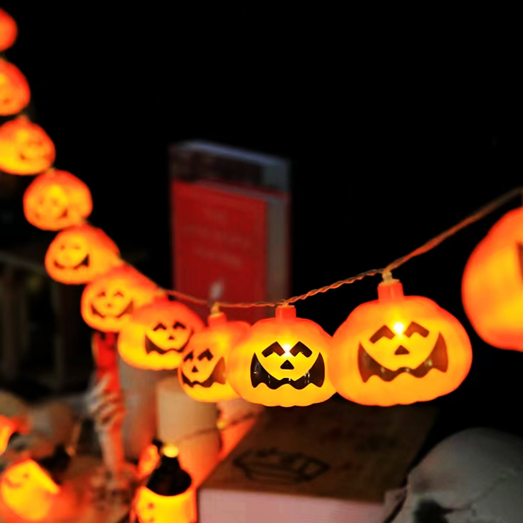 Halloween String Lights, 10 LED 6.56 FT Batterry Powered Pumpkin