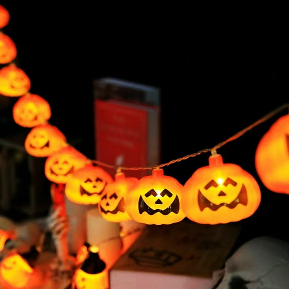 Halloween String Lights, 10 LED 6.56 FT Batterry Powered Pumpkin Lights
