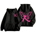 thumbnail image 2 of Breast Cancer Awareness Hoodies for Women 2025 Pink Ribbon Zip Up Graphic Hooded Sweatshirt with Pockets Jackets Coat, 2 of 7