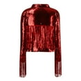 thumbnail image 4 of Tiweut Jackets for Womens Fringe Disco Theme Fashion Sequins Tassel Long Sleeve Party Gown Outwear Tops Red,One Size, 4 of 6