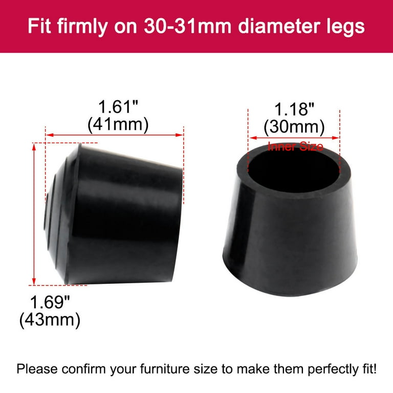 Rubber Leg Cap End Tip Furniture Chair Feet Protector 30mm 1 1 8