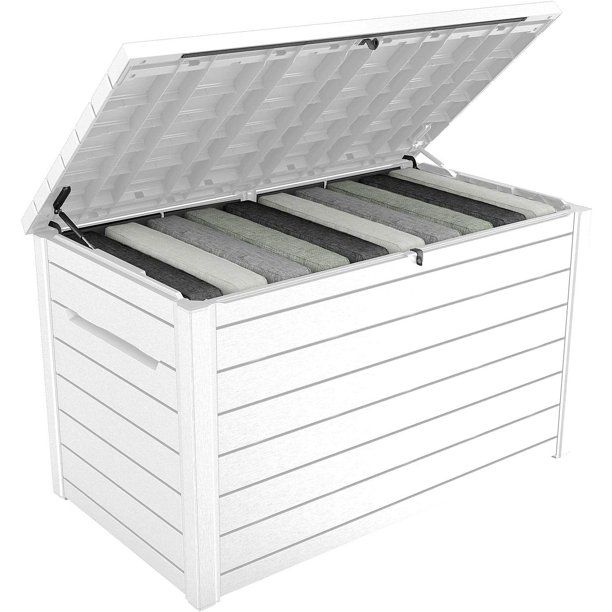 XXL 230 Gallon Deck Storage Box, Outdoor Patio Container, White