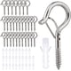 thumbnail image 1 of 30 Piezas Ganchos de Tornillo Ganchos de Techo Ganchos de Tornillo para Exteriores con Hebilla de Seguridad para Colgar en la Pared o el Techo,Plata, 1 of 5