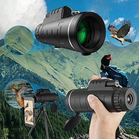 today deal 40X60 Monocular Telescope Set with Tripod & Clip - Monocular Telescope Set - Low Night Vision - Portable Monocular Telescope Suit - Travel Accessories - Easy Focusing
