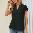 thumbnail image 4 of safuny Women's Trendy Loose Tops Clearance Solid Tops Flutter Sleeve Tees V Neck Shirts Leisure Vintage Clothing 2024 Fashion Summer Black L, 4 of 8