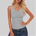 thumbnail image 3 of Ribbed Tank Top for Women Sleeveless V Neck Fitted Basic Top Soft Stretch Casual Slim Fit Solid Color Summer Layering Shirt for Daily Wear Gym Workout,Gray XXL, 3 of 6