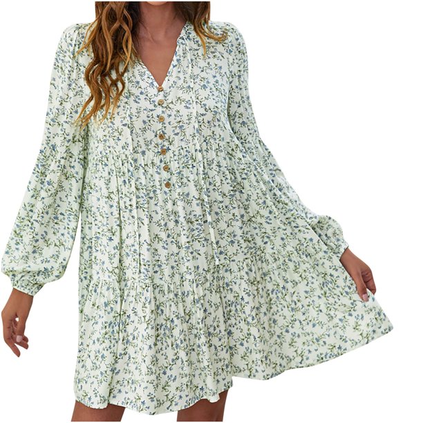 Vestido Largo Floral Con Estampado Informal de Media Manga de Verano Para Mujer Odeerbi ODB115266