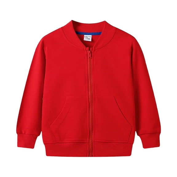 Wenfanal Girls Zip Up Sweatshirt Toddler Jacket Boys Long Sleeved Jacket Comfortable Warm Fashion Casual Zipper Sports Jacket Size 5-6 Years,Red