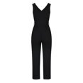 thumbnail image 6 of Gaecuw Womens Jumpsuits Casual Dressy Sleeveless Cold Shoulder Overall Square Neck Band Collar Solid Onesie Strappy One Piece Outfits Adjustable Pants High Waisted Wide Leg Summer Romper Calf Length, 6 of 8