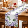 thumbnail image 5 of Purple Flowers Table Runner - 120 Inch Long Spring Watercolor Floral Leaves Plants Cotton and Linen Blended Dress Scarves Farmhouse Table Runner for Kitchen Dining, Coffee Table, 13" x 120", 5 of 8