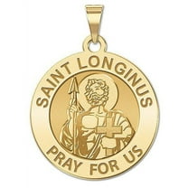 PicturesOnGold.com Saint Longinus Religious Medal - 2/3 in Size of Dime, Solid 14K Yellow Gold