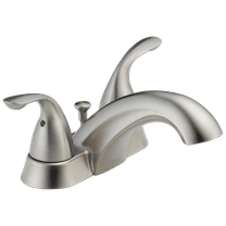 Delta Classic Two Handle Centerset Bathroom Faucet with Metal Drain Assembly in Stainless 2523LF-SSMPU