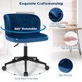 thumbnail image 5 of Costway Velvet Home Office Leisure Vanity Chair Armless Adjustable Swivel Blue, 5 of 10