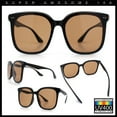 thumbnail image 2 of Womens XXL Oversized Inset Lens Large Coverage Horn Rim Plastic Sunglasses All Brown, 2 of 7