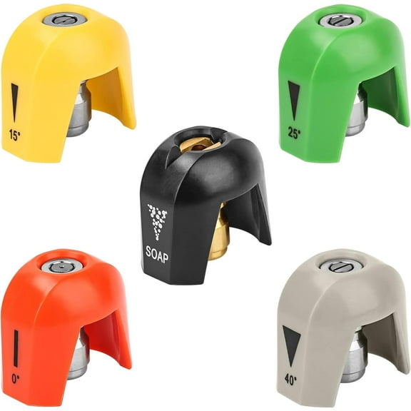 SPX3000-TPS Universal Pressure Washer Nozzle Tips Compatible with Sun Joe SPX 3000 Series and Universal Pressure Washers,5 Piece Quick Connect Spray Tip Set(0°, 15°, 25°, 40°, Soap)