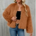 thumbnail image 5 of Sexlip Women's Winter Coats Fleece Cropped Jacket Faux Fur Long Sleeve Pockets Shaggy Warm Outerwear Fall Clothes Yellow L, 5 of 8