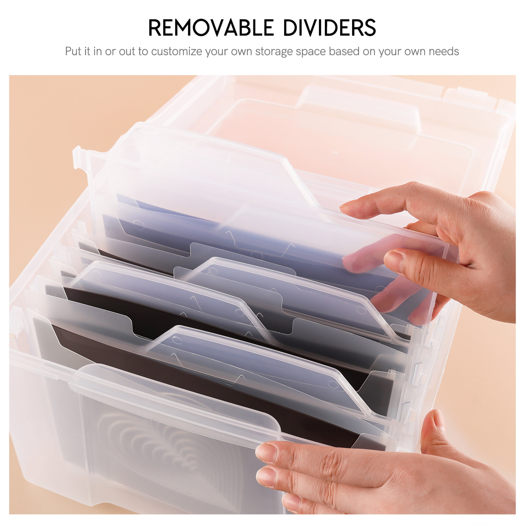  Clear Craft Storage Box - with 6 Tabbed Dividers