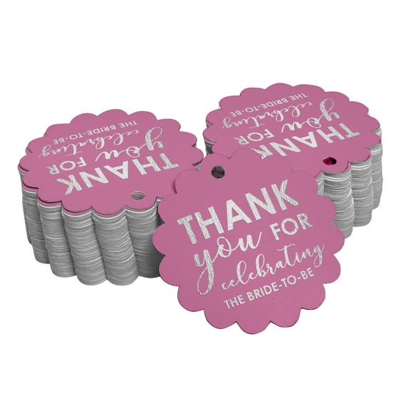 Inkdotpot Pack Of 100 Thank You Celebrating The Bride To Be Bridal Shower Favor Paper Tags Craft Real Silver Foil Hang Tags