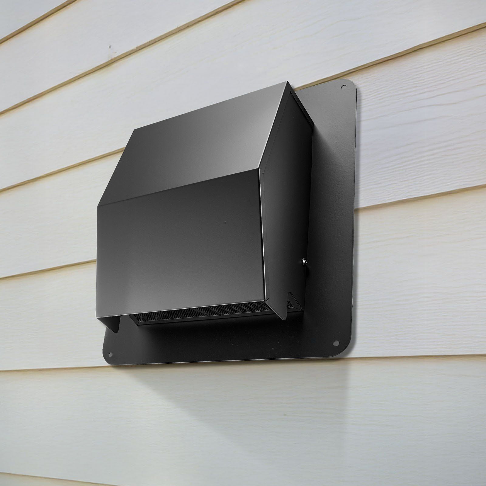 6 Inch Hooded Wall Vent Cover, SPCC Steel Roof Exhaust, Durable Rainproof Flap, Protective Mesh, Easy Wall Installation, Compatible with Flexible or Rigid Ducts, Ideal for Dryers, Bathrooms
