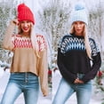 thumbnail image 5 of CoCopeaunts Womens Vintage Knit Sweaters Diamond Pattern Casual Loose Fit Long Sleeve Pullover Tops for Winter 2022, 5 of 5