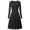 thumbnail image 4 of KHONTS Women's Crew Neck A-Line Mini Dress Long Sleeve Flowy Casual Dresses Elegant Going out Solid Color Slim Dress Black M, 4 of 4