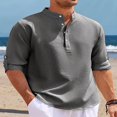 thumbnail image 2 of Hawaiian Seersucker Cardigan Men‘s Button Down Long Sleeve Plus Size Shirt, 2 of 5