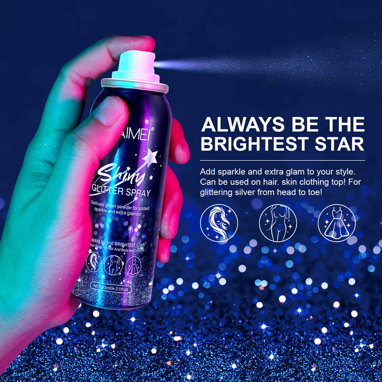 3 Pack Elaimei Shiny Glitter Spray Long Lasting, Glitter Powder Spray for  Hair Body Skin and Clothes,Waterproof & Skin Friendly