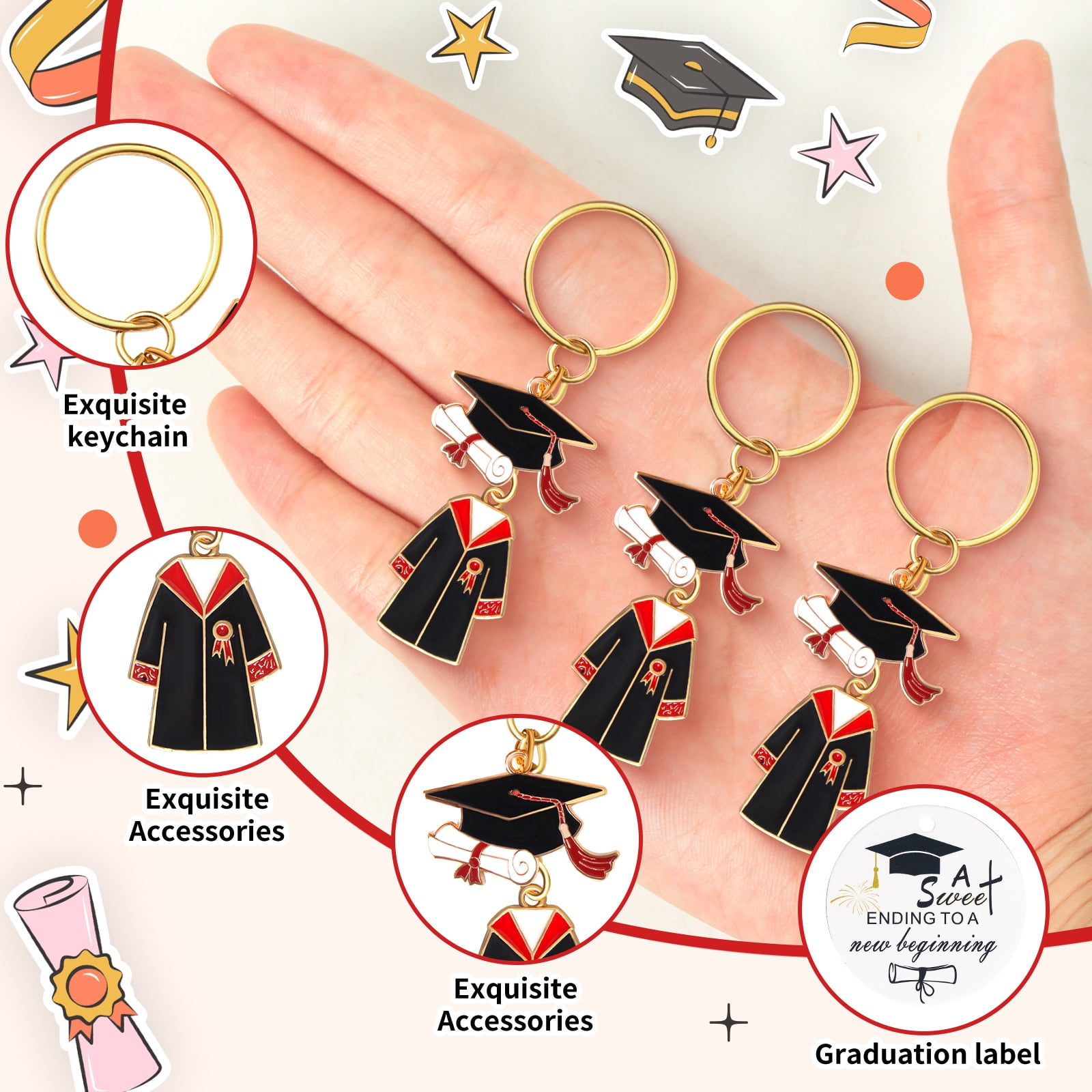 20Pcs Graduation Gifts Keychain Class of 2026 Include Acrylic Tassel Grad Cap Key Ring Charm Inspirational Board Organza Bag for College Party Favor Keepsake Souvenir,Class of 2026 Graduation Gifts