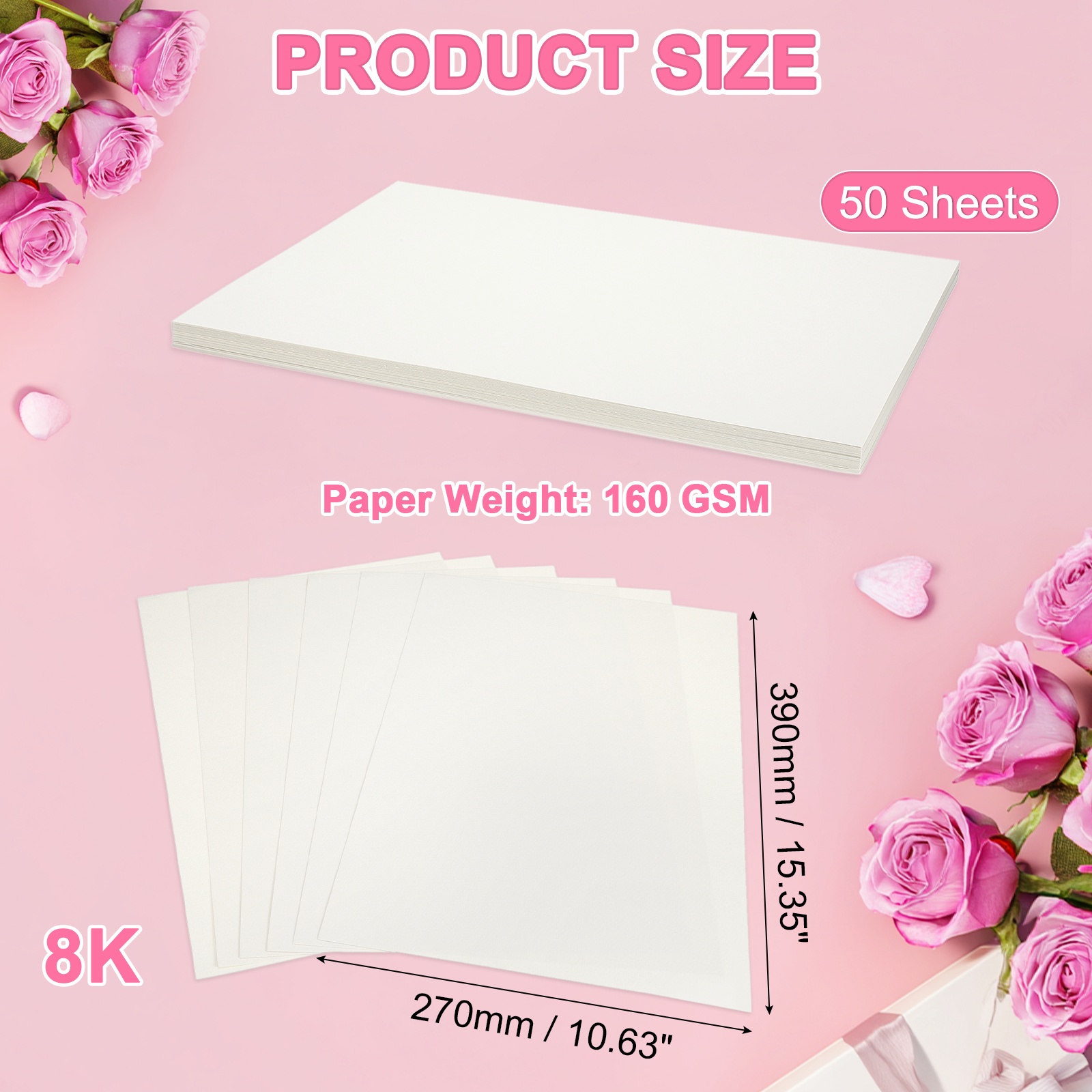 8K 160 GSM Cotton Cold Press Watercolour Paper Bulk, Beige, Pack of 50