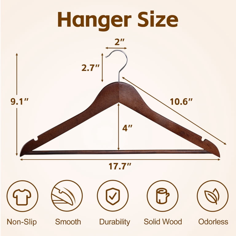 ZenStyle, Wooden Hangers, 50-Pack, with Rotatable Hook, Coffee