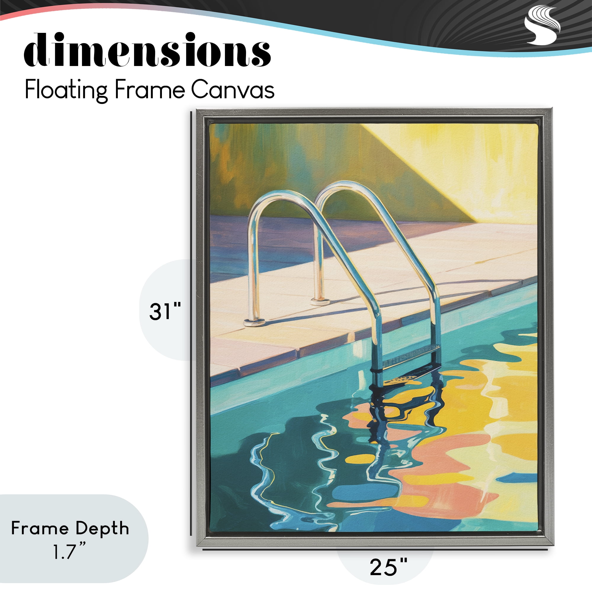 Stupell Industries Pool Ladder At Sunset Gray Framed Floater Canvas Wall Art, design by Andreas Magnusson