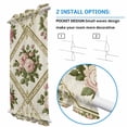 thumbnail image 3 of Boho Pink Floral Door Curtains for Door Window, French Sidelight Front Back Door Curtains With Tieback, Spring Vintage Flower Green Leaf Kitchen Rod Pocket Drapes Panel, 25"x72", 3 of 5