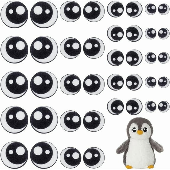 20 Pairs Felt Eyes Appliques for DIY Crochet Stuffies and Plushies 4 Sizes Round Black Color Felt Craft Eyes Sewing Patches DIY Puppet and Plush Animal Making Supplies