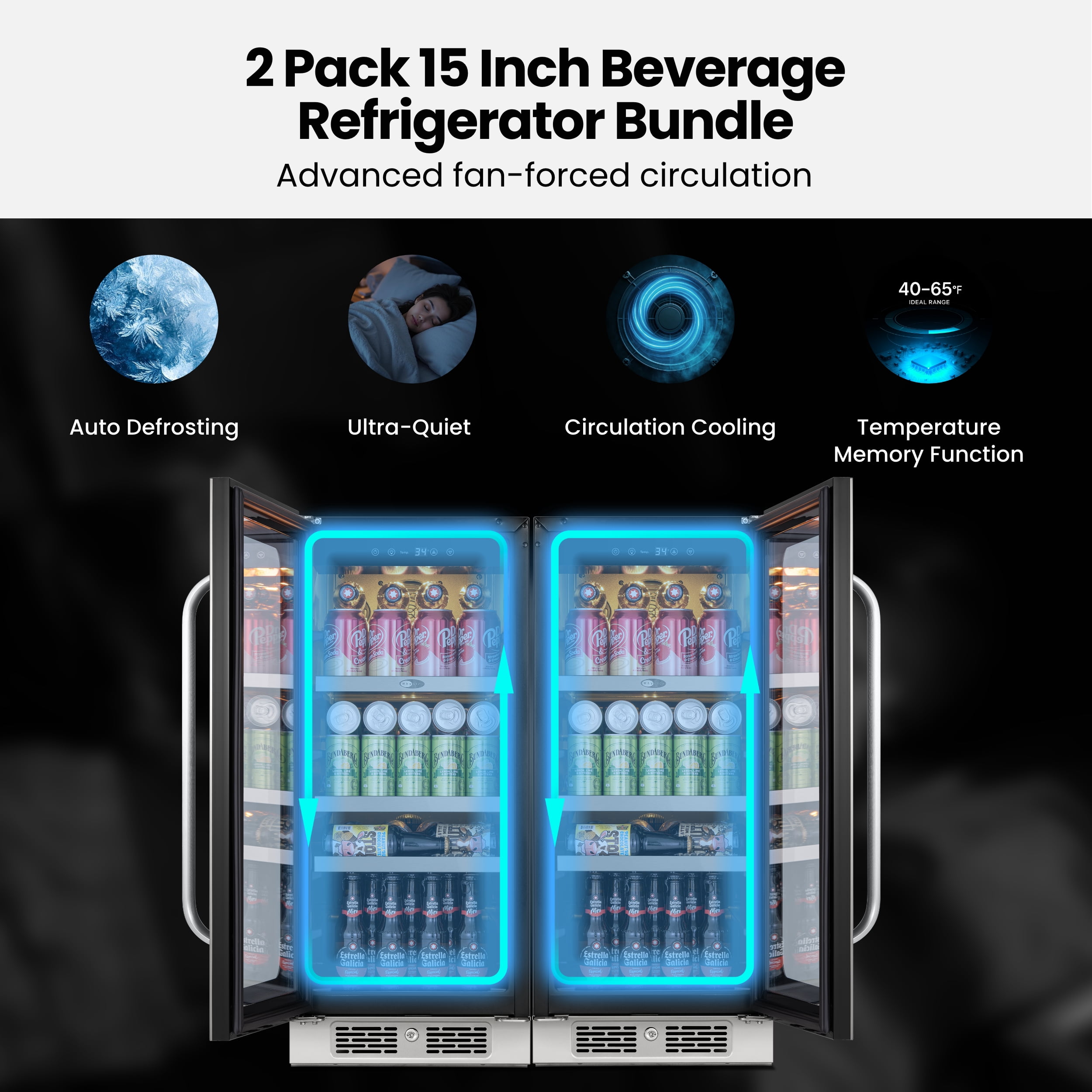 Whynter 30 inch Beverage Refrigerator, 160 Cans Beverage Cooler with Stainless Steel Door Frame for Home/Kitchen/Office