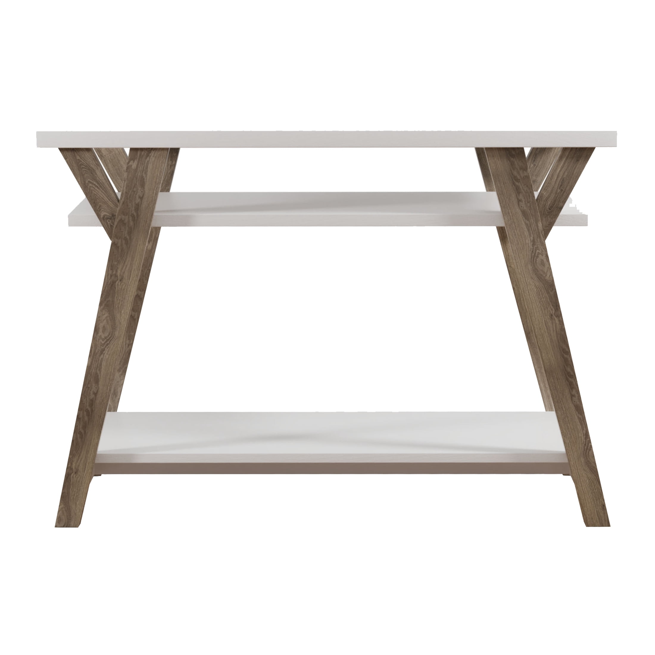 Furniture of America Chantilly 2-Shelf Console Table, White