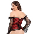 thumbnail image 3 of Vestido de noche europeo y americano con escote en forma de espiga, fruncido en la cintura, abdomen, pecho, cuello recto, manga media, corsé moldeador de cuerpo, 3 of 5