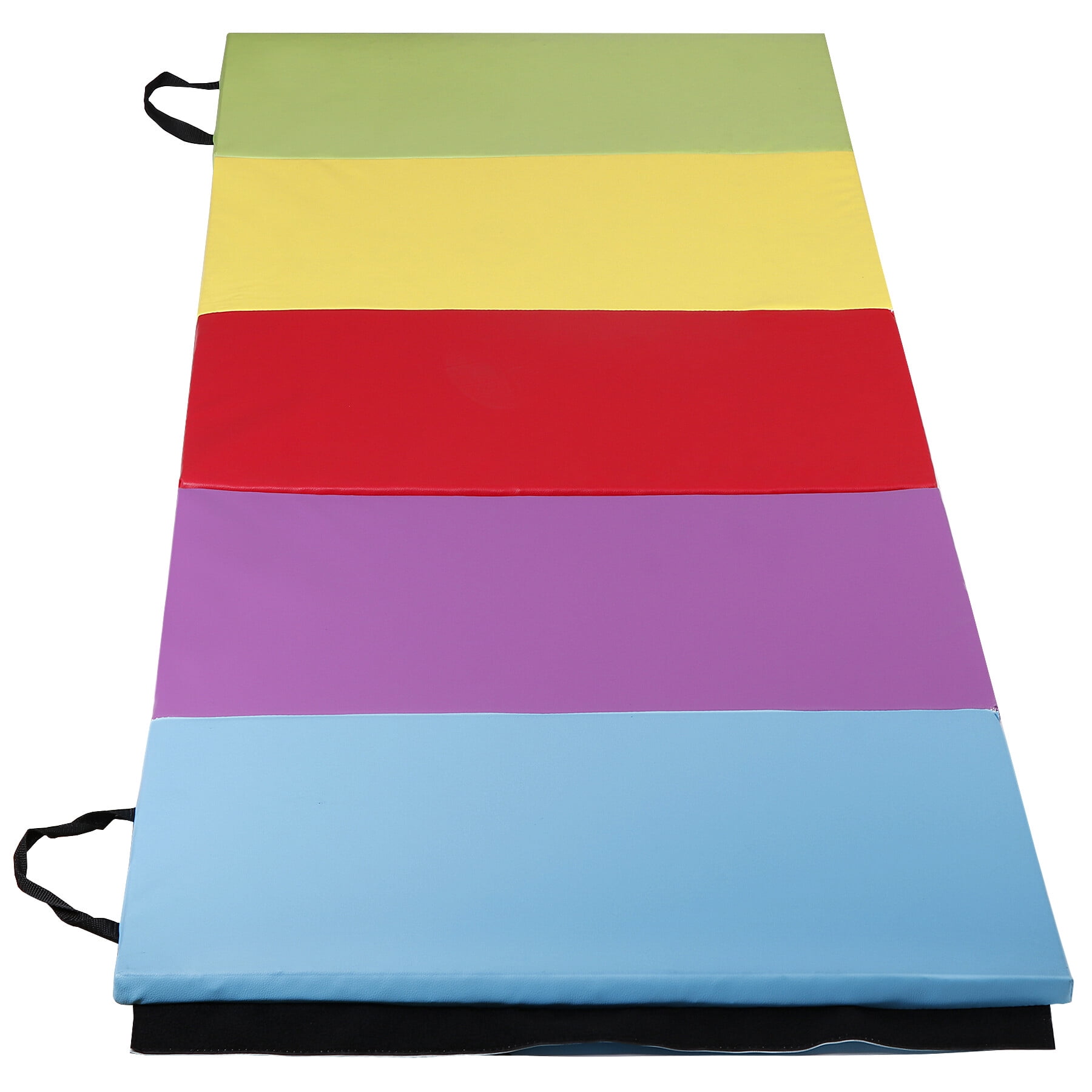 ZenSports Folding Gymnastics Exercise Mat Portable Tumbling Mat Activity Play Mat 5 Panel Rainbow
