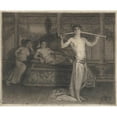 thumbnail image 3 of Kristian Zahrtmann 24x20 Black Modern Framed Museum Art Print Titled - Two Women in an Interior Listening to a Young Musician in Antique Times (1902), 3 of 5