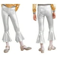 thumbnail image 5 of YiZYiF Kids Girls Shiny High Waist Flare Leggings Metallic Dance Pants Bell Bottoms Silver 6, 5 of 6