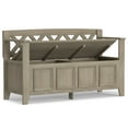thumbnail image 6 of Simpli Home Amherst 48 inch Wide Solid Wood Transitional Entryway Bench in Distressed Grey, 6 of 14
