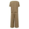 thumbnail image 5 of Women's 2 Piece Clothing Summer Casual Short Sleeves Round Neck Crop Top Wide Leg Pants Casual Matching Set Womens Summer Capris Lightweight Casual, 5 of 7